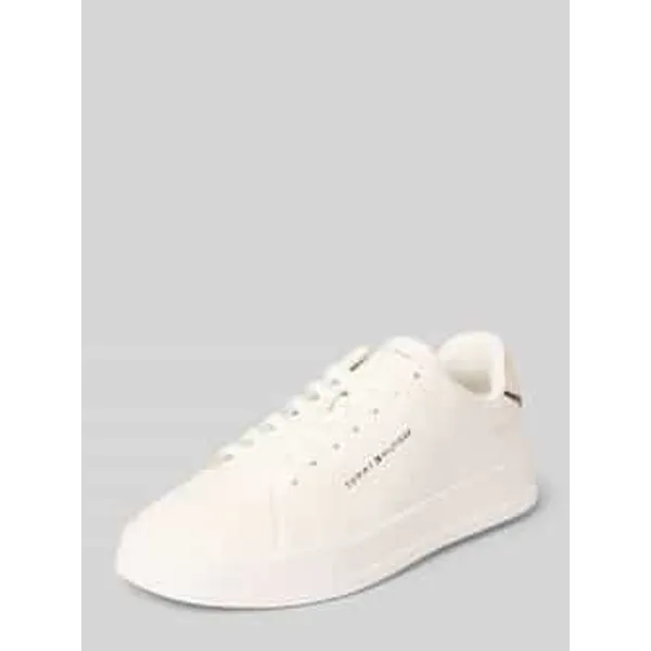 Tommy Hilfiger Low top sneakers van echt Leer Model 'TH COURT' Ecru — vergelijk prijzen bij 1 winkel