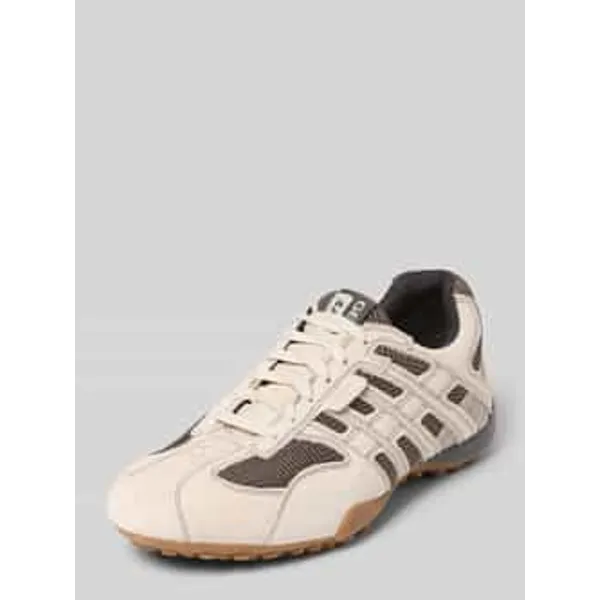 Geox Sneaker van leermix met logodetail model 'Snake' Zand — vergelijk prijzen bij 1 winkel