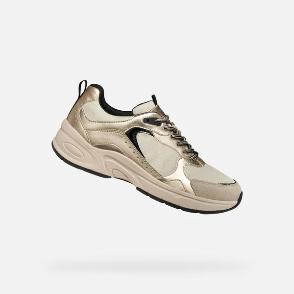 GEOX DAMES Sneakers Melkwit/Lichtgoud