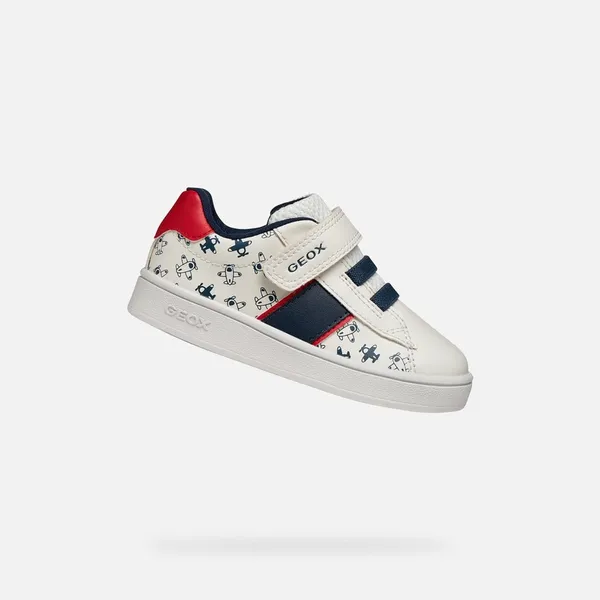 GEOX ECLYPER PEUTERJONGENS Sneakers - WIT/ROOD Wit/Rood