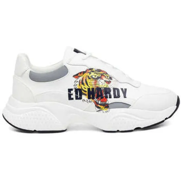 Ed Hardy Lage Sneakers  Insert Runner Tiger Wit