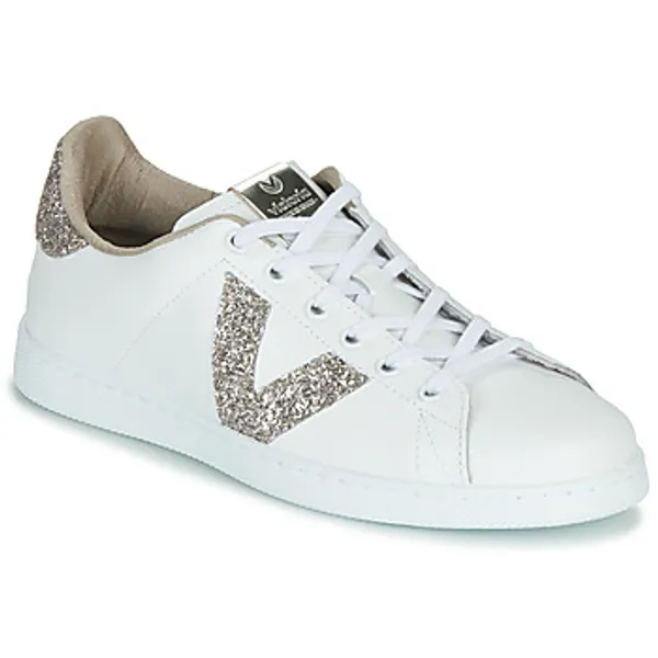 Victoria Lage Sneakers  TENIS PIEL GLITTER Wit
