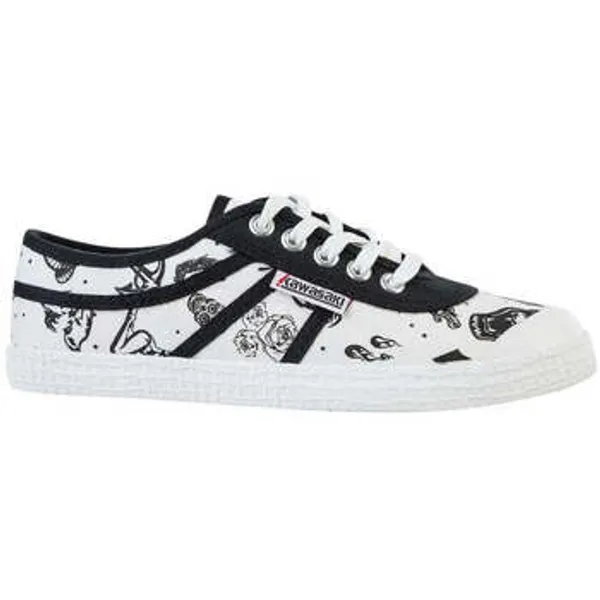 Kawasaki Lage Sneakers   Tattoo Canvas Shoe K202420 1002 Wit