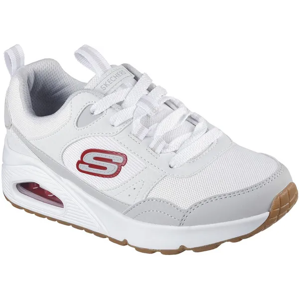 Skechers Uno White Synthetic / Gray Textile / Red Trim