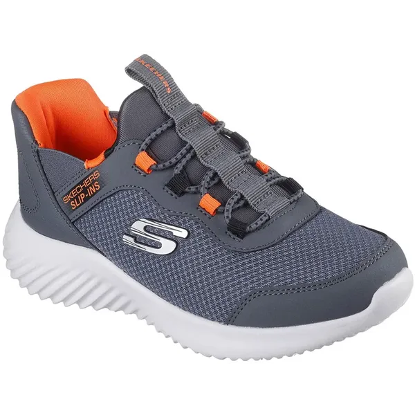 Skechers Bounder Brisk Burst Charcoal Black Synthetic / Textile / Black Trim / Orange / Black Trim