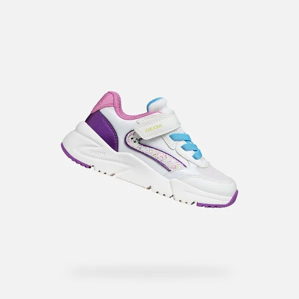 GEOX LOFTUS MEISJES Sneakers Wit/Donkerpaars