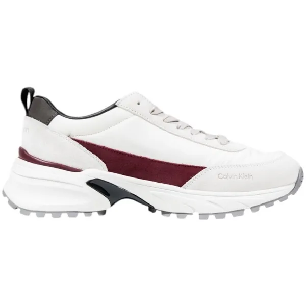 Calvin Klein Slip-On Sporty Suede Sneakers with Lace Fastening Wo - White white