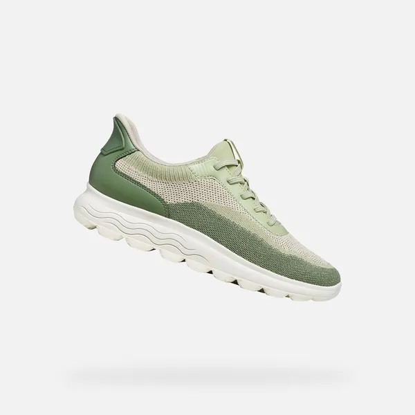 GEOX SPHERICA PLUS DAMES Sneakers Melkwit/Olijfgroen