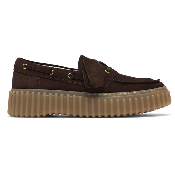Clarks Torhill Boat Dark Brown Suede
