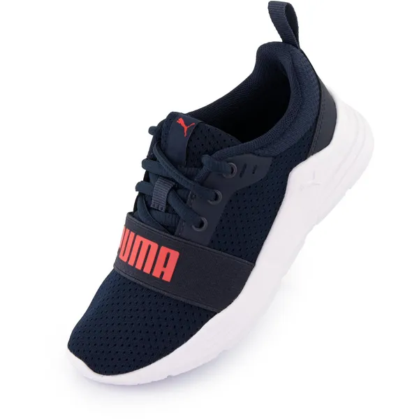PUMA Children's Shoes Puma Jr Wired Textile Running Shoe Navy Blue Rood