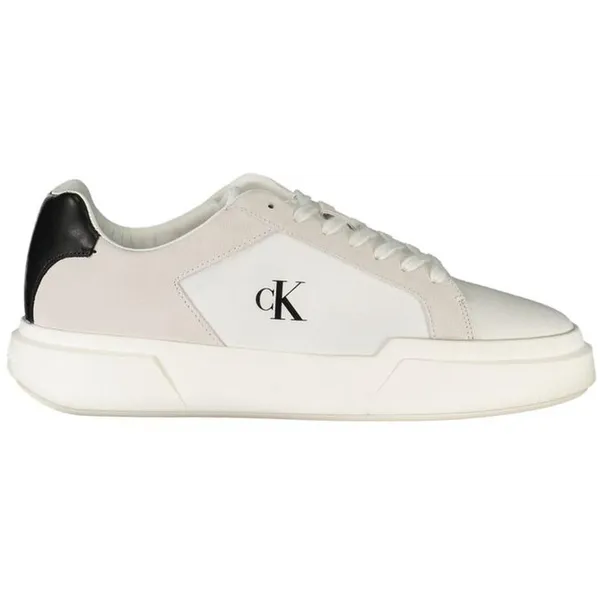 Calvin Klein Polyester Low-Top Sneaker with Cushioned Insoles - White White