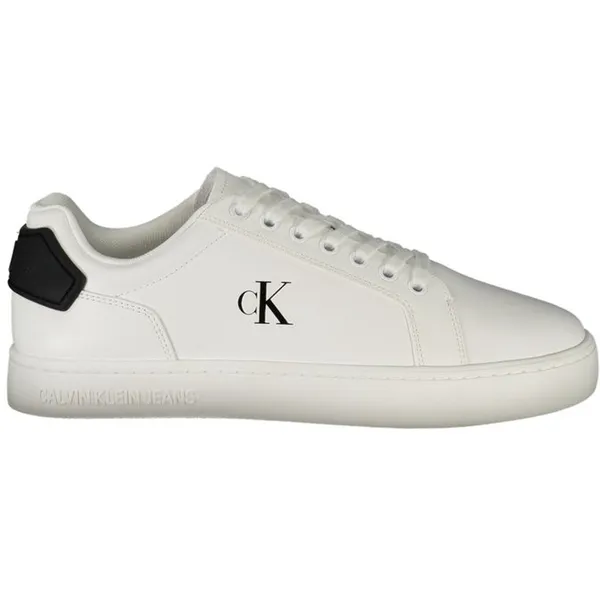 Calvin Klein Leather Sneakers with Black Detailing - White White