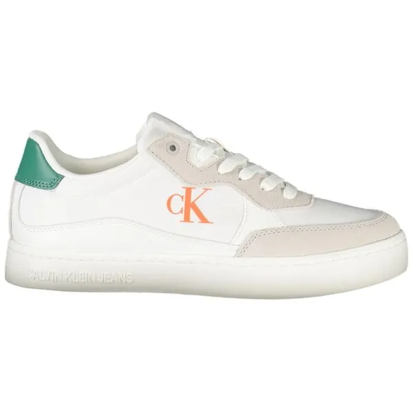 Calvin Klein Leather Lace-Up Sneakers with Removable Footbed - White White