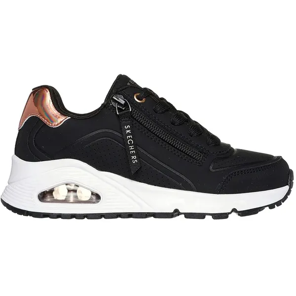 Skechers Uno Gen1 Zip And Stride Black Synthetic / Rose Gold Trim