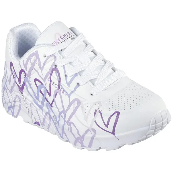 Skechers Uno Lite Spread The Love White Synthetic / Light Purple Trim