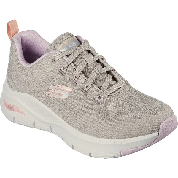 Skechers Arch Fit Comfy Wave Taupe Knit / Lavender & Coral Trim