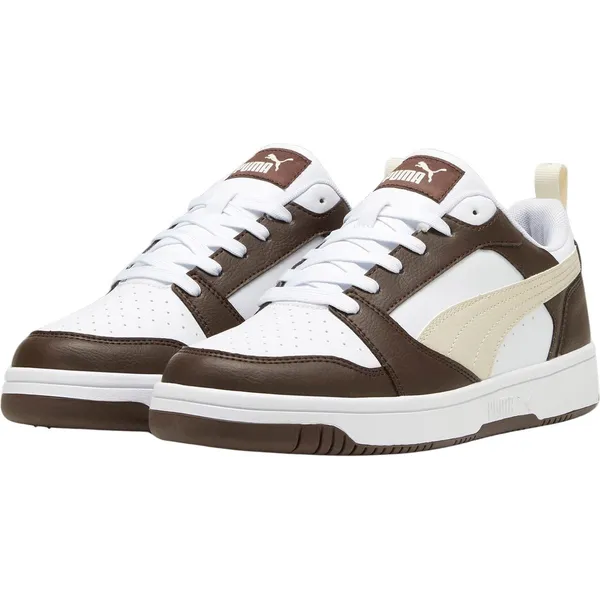 PUMA Rebound v6 Low donkerbruin - wit - crème