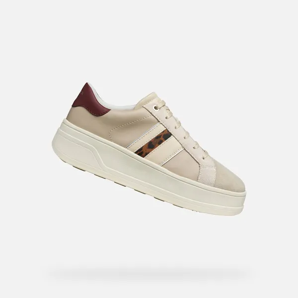 GEOX SPHERICA ECUB-2 DAMES Sneakers - BEIGE/DONKERROOD Beige/Donkerrood