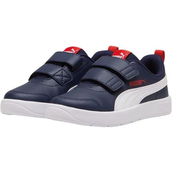 PUMA Courtflex V3 V Sneakers Junior donkerblauw - wit - rood