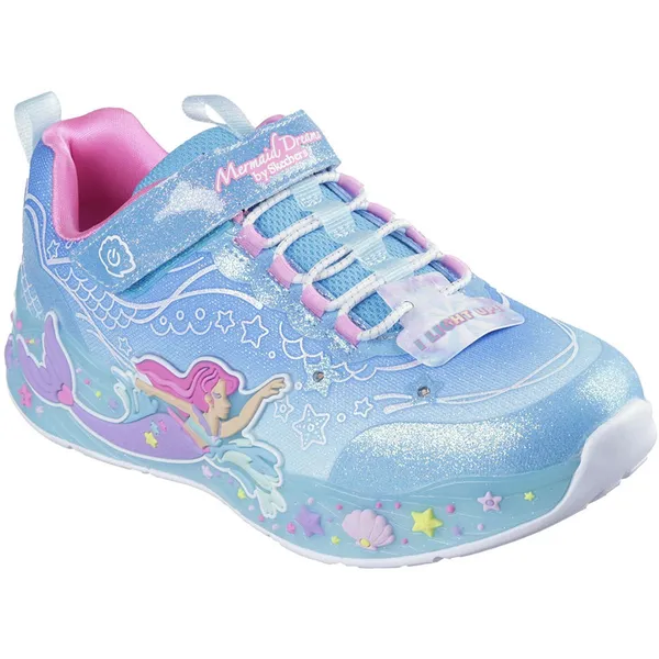 Skechers S-Lights Mermaid Dreams Blue Sparkle Mesh / Multi Trim