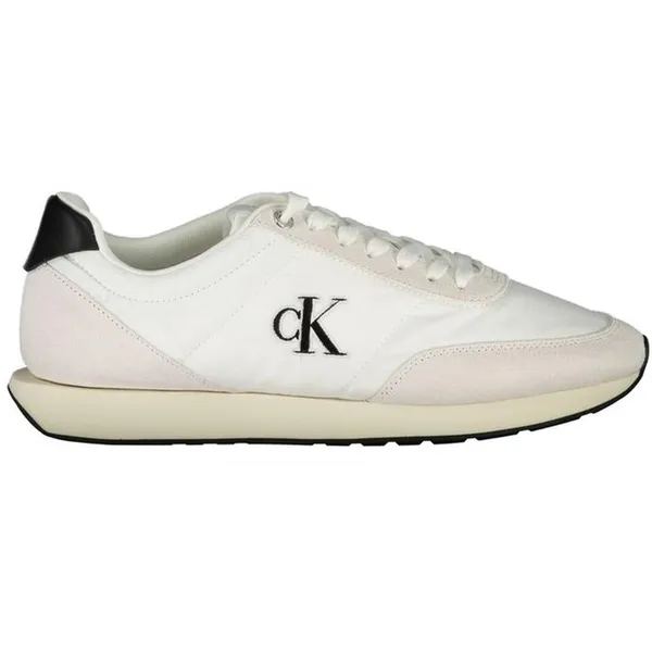 Calvin Klein Polyester Lace-Up Sneaker with Cushioned Insole - White White