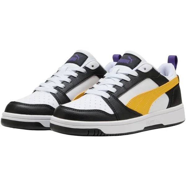 PUMA Rebound V6 LO JR wit - zwart - geel - paars