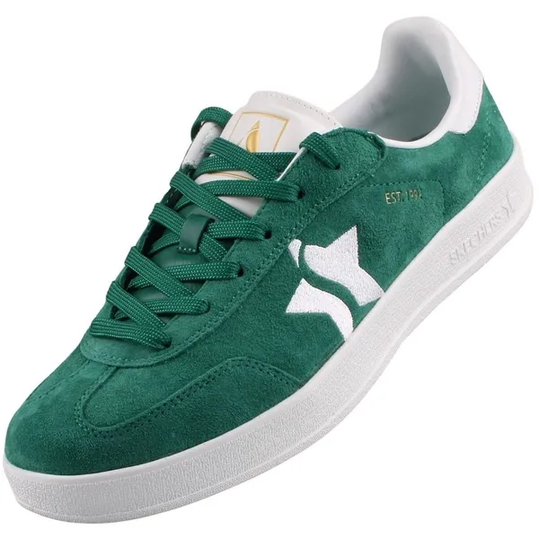 Skechers 185420-GRN Green Leather / Trim