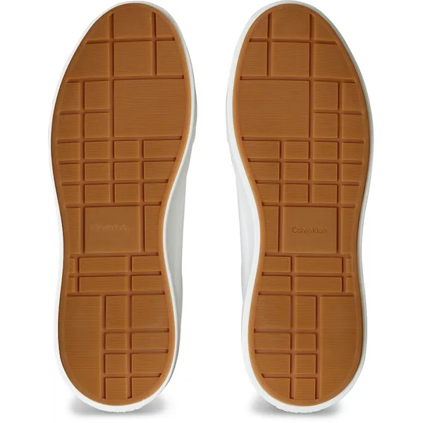 Calvin Klein Leather Lace-Up Sneakers with 100% Leather Composition - White white