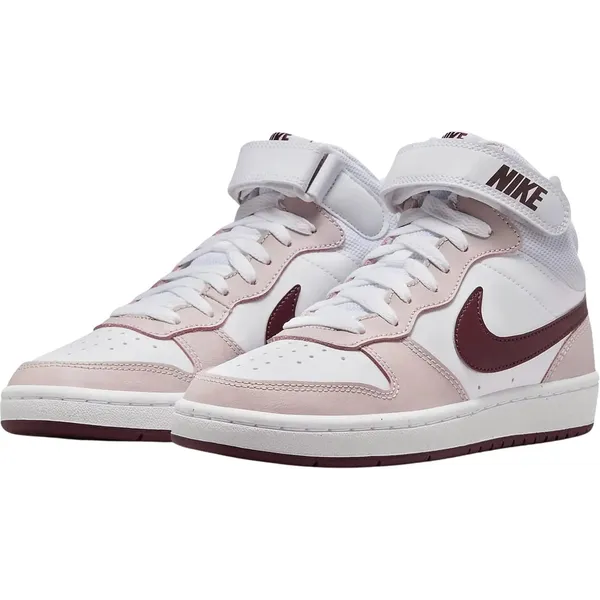 Nike Court Borough Mid 2 (GS) wit - roze - bordeauxrood