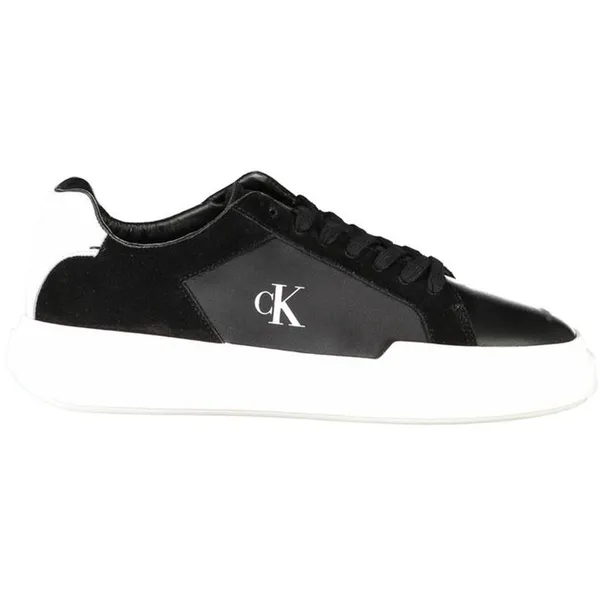 Calvin Klein Leather Low-Top Sneakers with Cushioned Insole - Black Black