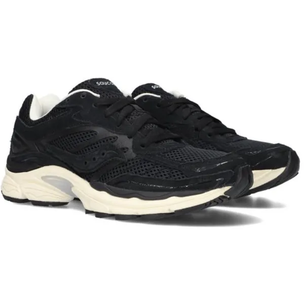 Saucony Omni ProGrid 9 Sneakers – Zwart/Crème – Heren/Dames – 37.5 Zwart - Beige