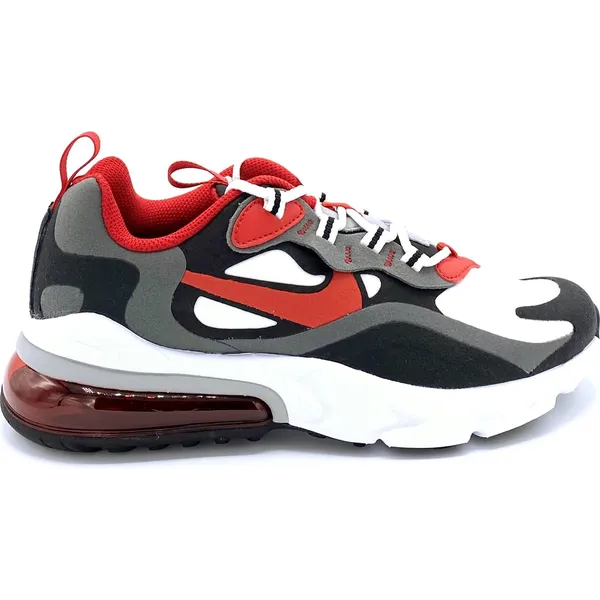 Nike air max 270 react (gs) iron grey/ university red-black maat 38,5 wit/ rood/ zwart/ grijs