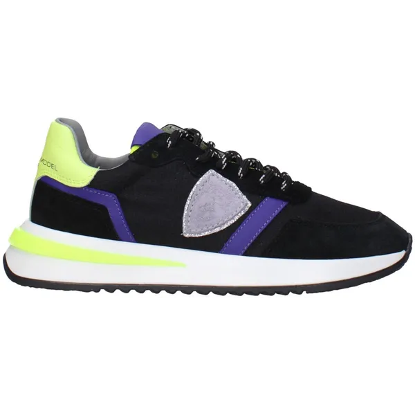 Philippe Model Vintage Effect Fabric Sneakers with Front and Back Logo Wo - Black Black