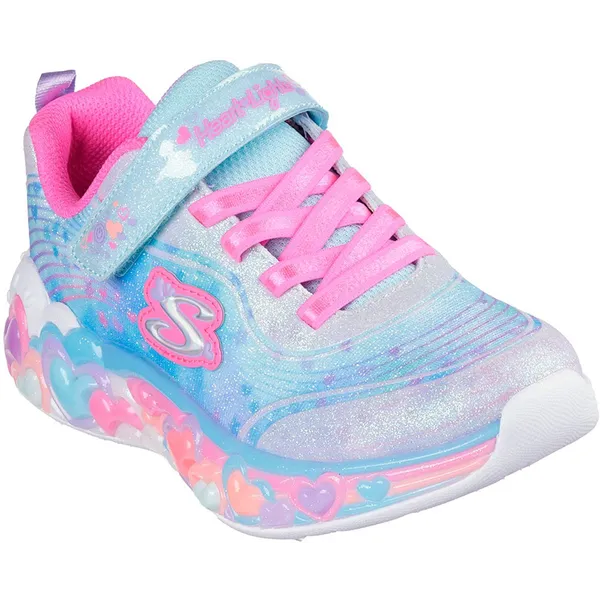 Skechers Eternal Heart Lights Light Blue Sparkle Mesh / Multi Trim