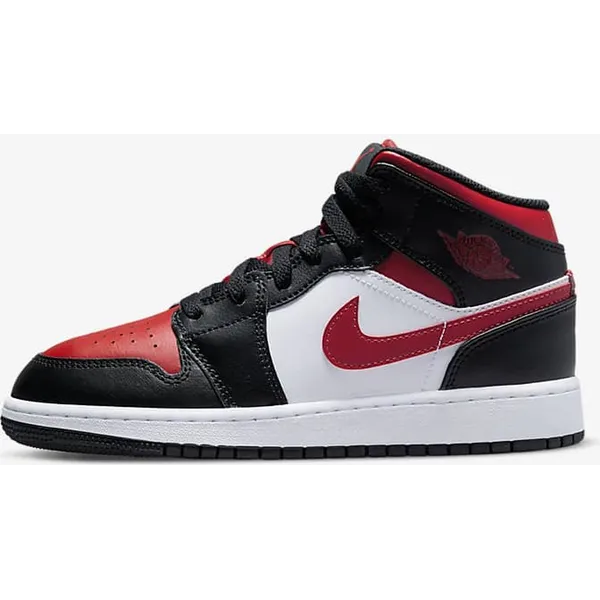 Jordan 1 Mid (GS) 554725-079 Black/Fire Red-White Zwart