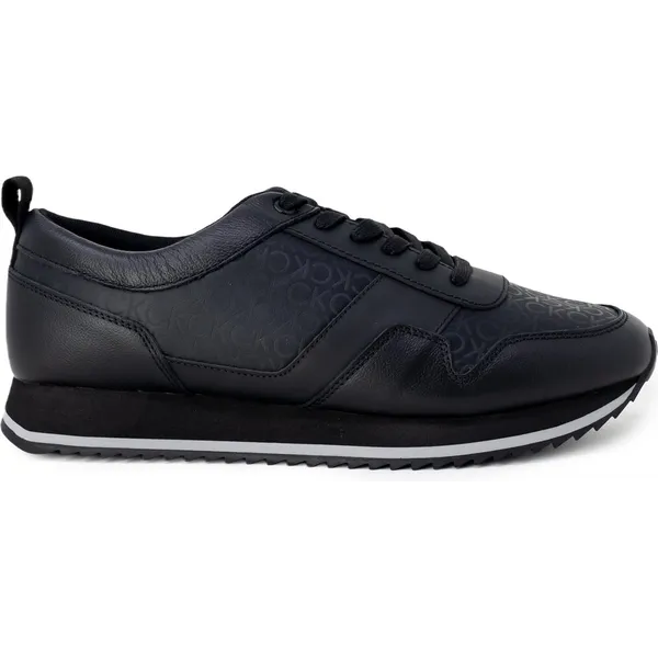 Calvin Klein Leren Sneakers Met Print Detail Black