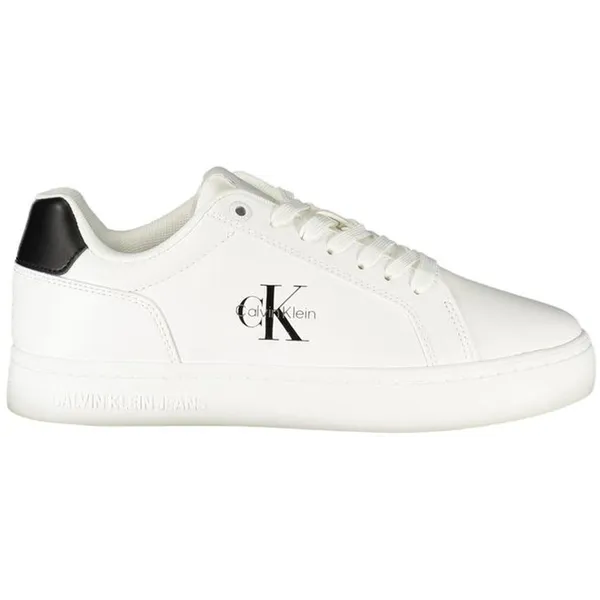 Calvin Klein Leather Sneakers with Bold Contrast Details Wo - White White
