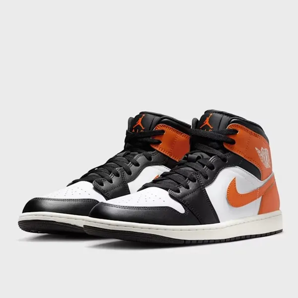 Nike Jordan 1 Mid Wit/Zwart/Oranje, foto 2 van 2