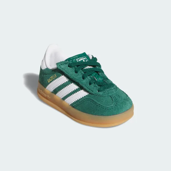 adidas Gazelle Indoor Comfort Closure Elastic Collegiate Green Cloud White Gum Kids, foto 4 van 4