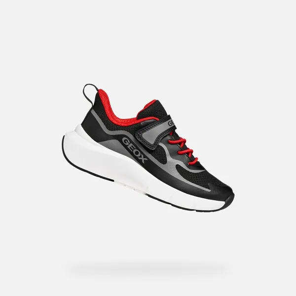 GEOX GEOX PRO-RAN JONGENS Sneakers - ZWART/ROOD