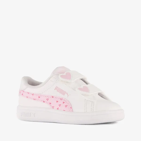 PUMA PUMA Smash 3.0 Hearty V INF meisjes sneakers wit roze - Uitneembare zool