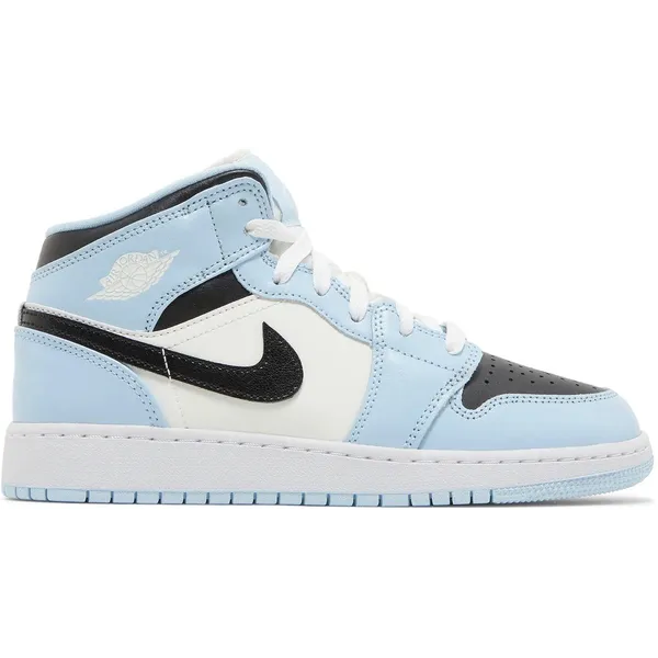 Nike Air Jordan 1 Mid (GS) Ice Blue/Black-Sail-White, 555112-401, Multikleur