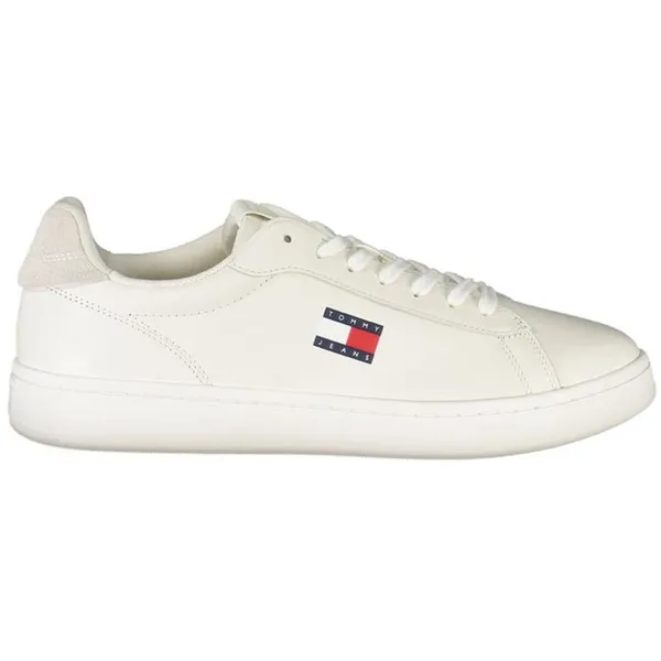Tommy Hilfiger Tommy Hilfiger Classic Leather Sneakers with Grey Accents - White