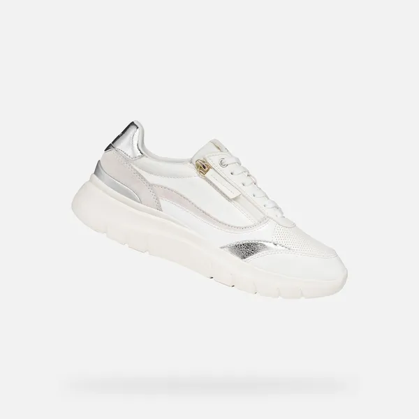 GEOX GEOX PLUMMERY DAMES Sneakers - WIT/ZILVER