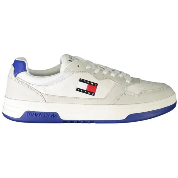 Tommy Hilfiger Tommy Hilfiger Witte Leren Sneakers Voor Mannen Met Blauw Accent