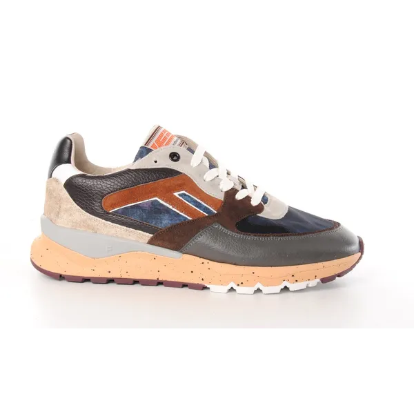 Floris van Bommel Floris van Bommel heren sneaker De Treener II leder en suède kaki, blauw en bruin