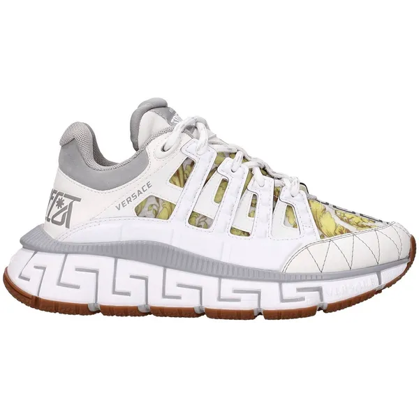 Versace Versace Leather Sneakers with Logo Details and Mid Heels Wo - White