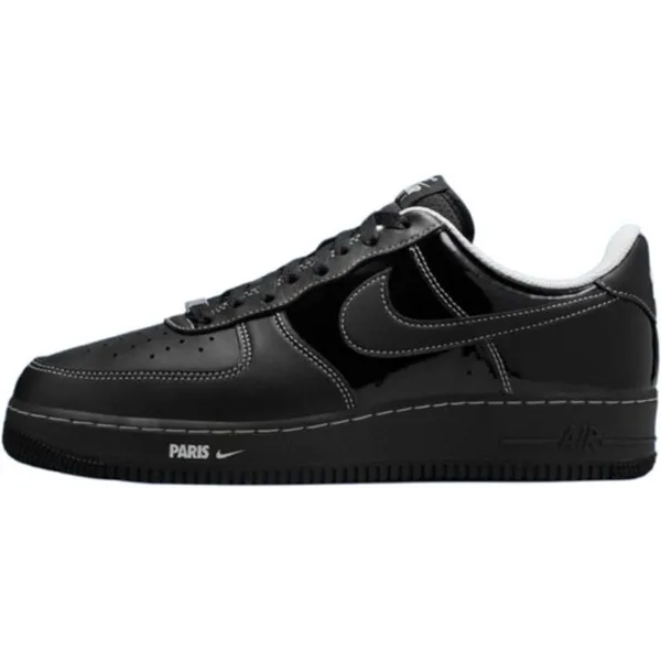 Nike Nike Air Force 1 Low - Maat 45 - "Paris" Black / Patent Black - Sneakers Heren