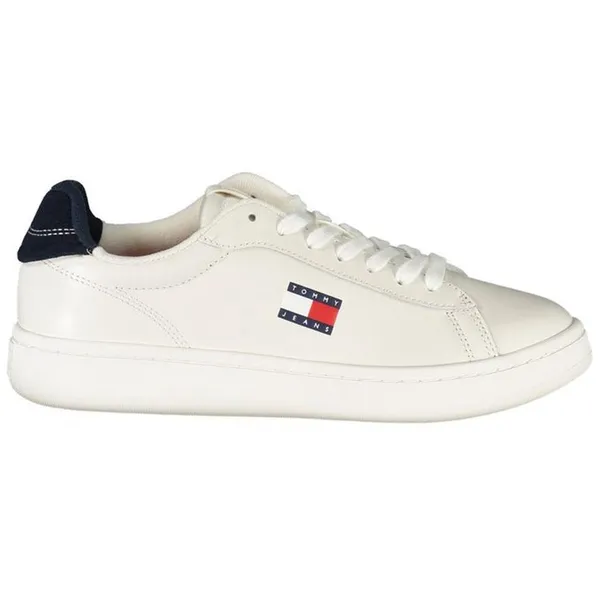 Tommy Hilfiger Tommy Hilfiger Leather Sneakers with Iconic Print and Removable Footbed Wo - White