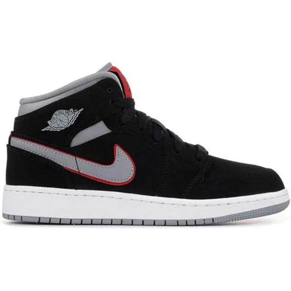 Nike Nike Jordan 1 Mid Black Particle Grey Gym Red (GS)